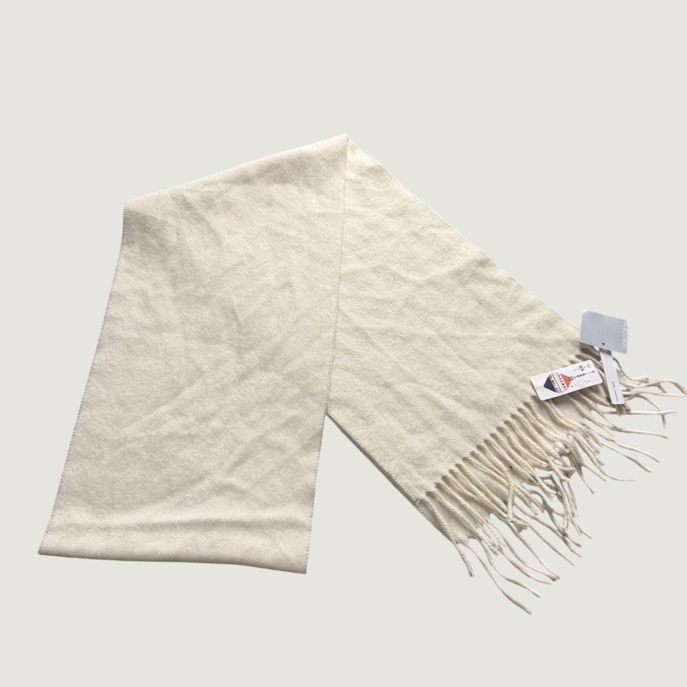 Nordstrom Scarf One Size 100% Cashmere Fringe Winter Cream Ivory White